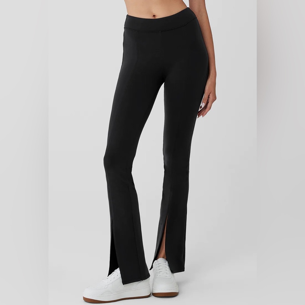 Alo Yoga Airbrush Black High-Waist Flutter Split Flare Leggings Size Small